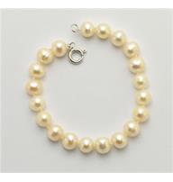 Strieborný náramok s bielymi perlami                                            